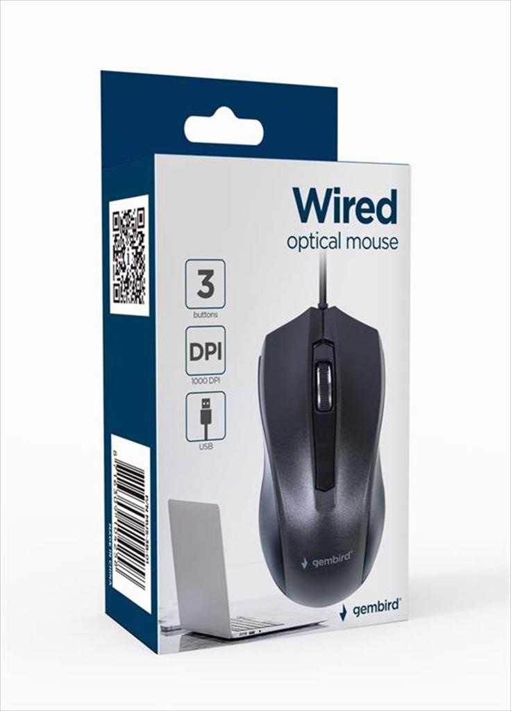 MOUSE WIRED USB GEMBIRD, 1000DPI, black , MUS-3B-01 - Image 2