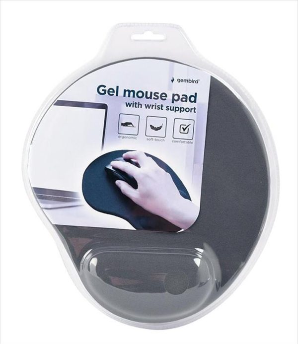 Mousepad gembird 240x220 mm, gel wrist support, grey, mp-gel-gr