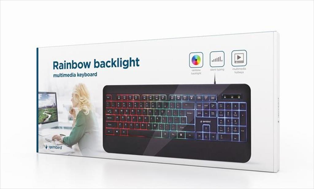 KEYBOARD WIRED USB GEMBIRD "rainbow" style LED backlight, KB-UML-03 - Image 3