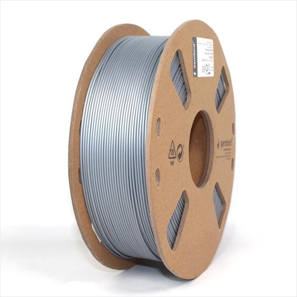 FILAMENT FOR 3D PRINTER PLA 1,75mm 1kg GEMBIRD Silver, 3DP-PLA1.75-01-S