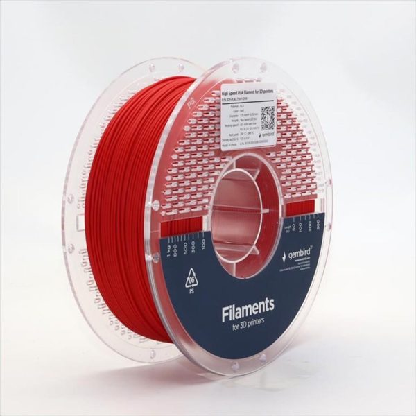 FILAMENT FOR 3D PRINTER HIGH SPEED PLA 1,75mm 1kg GEMBIRD Red, 3DP-PLA1.75HY-01-R