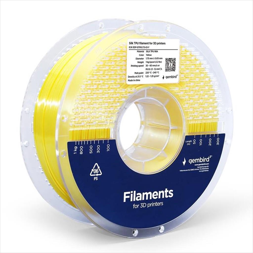 FILAMENT FOR 3D PRINTER Silk TPU 1,75mm 1kg GEMBIRD , 3DP-STPU1.75-01-Y