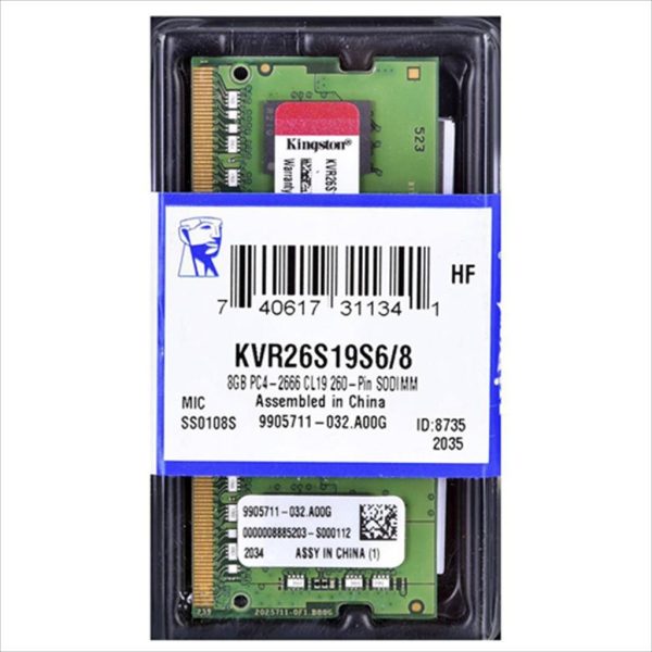 RAM SO DIMM DDR4 8GB 2666MHz KINGSTON CL19 KVR26S19S6/8