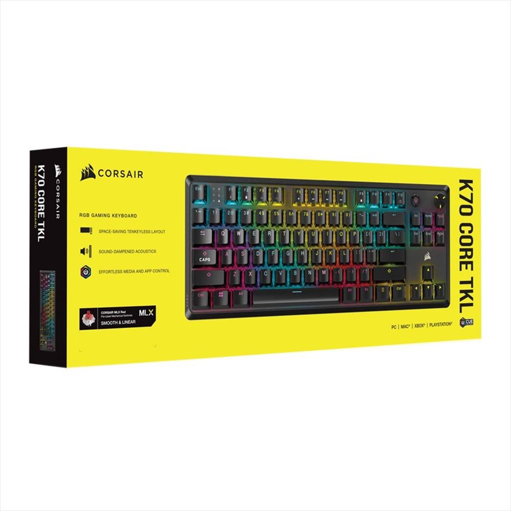 KEYBOARD MECHANICAL CORSAIR K70 RGB MK.2 Core TKL, MLX RED SWITCH v2, Black,CH-911911E-NA - Image 4