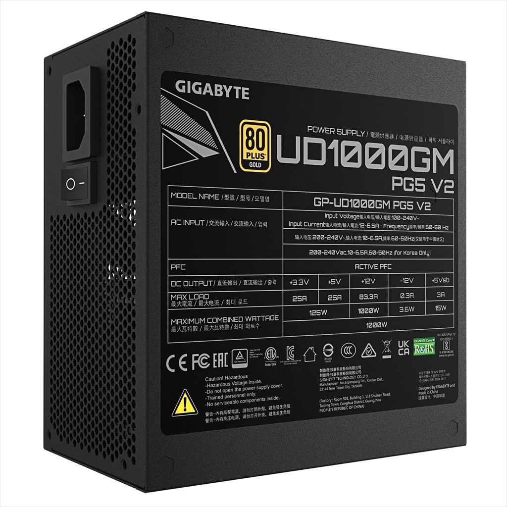 PSU 1000W GIGABYTE UD1000GM PG5 V2 w/PCIe 5.1, 80 Plus GOLD FULL MODULAR, GP-UD1000GM PG5 V2 - Image 2