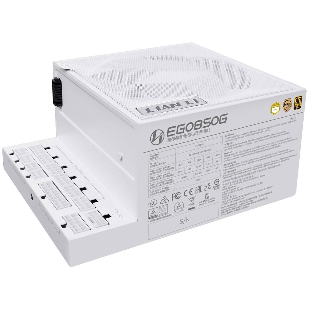 PSU 850W LIAN LI EDGE GOLD EG0850 80+ GOLD PCIe 5.1 (L-Shape, w/x4 USB 2.0 & 6 PWM headers), FULL MODULAR White, EG0850G - Image 5