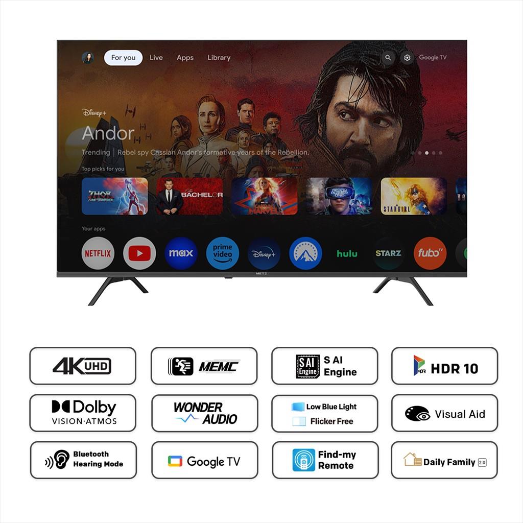 CE TV LED SMART 55" METZ TV, Direct LED UHD, 4K, 120Hz, HDMI, USB, GOOGLE TV, FRAMELESS, Black, 55MUF7000Z - Image 3