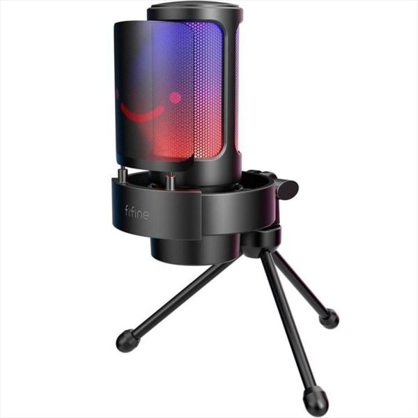 MICROPHONE FIFINE A8V RGB, w/STAND, USB Type-C, 2.0m cable, Black, A8V