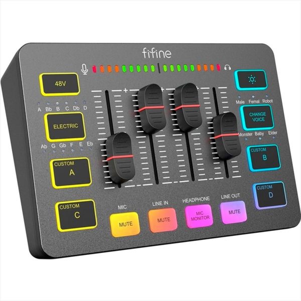 SOUND MIXER FIFINE SC3 RGB Audio Interface, 3.5mm/USB-C/XLR, Black