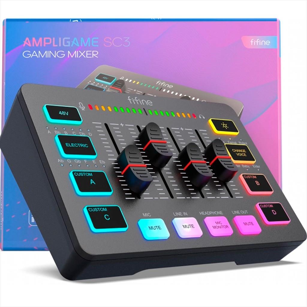 SOUND MIXER FIFINE SC3 RGB Audio Interface, 3.5mm/USB-C/XLR, Black - Image 3