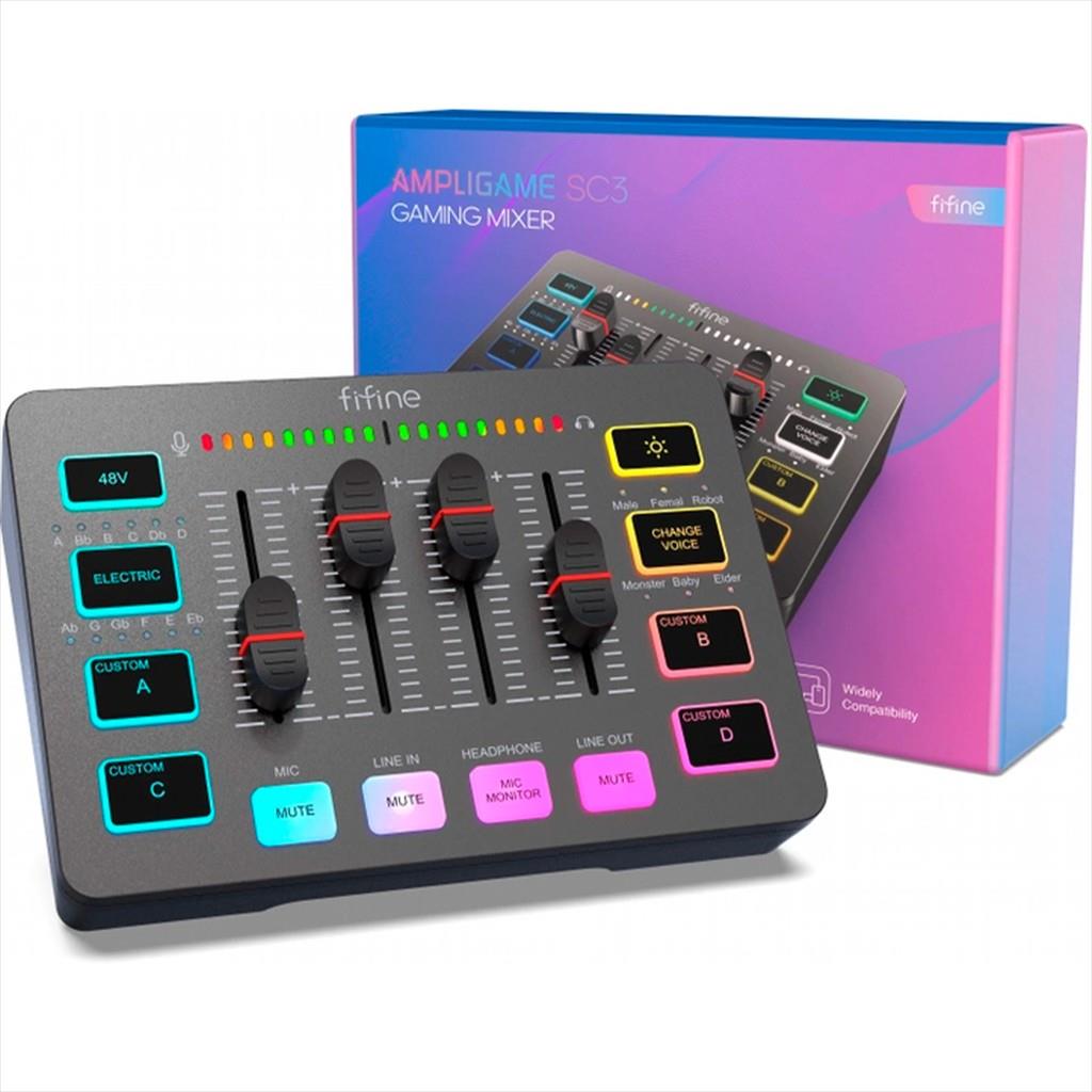SOUND MIXER FIFINE SC3 RGB Audio Interface, 3.5mm/USB-C/XLR, Black - Image 4