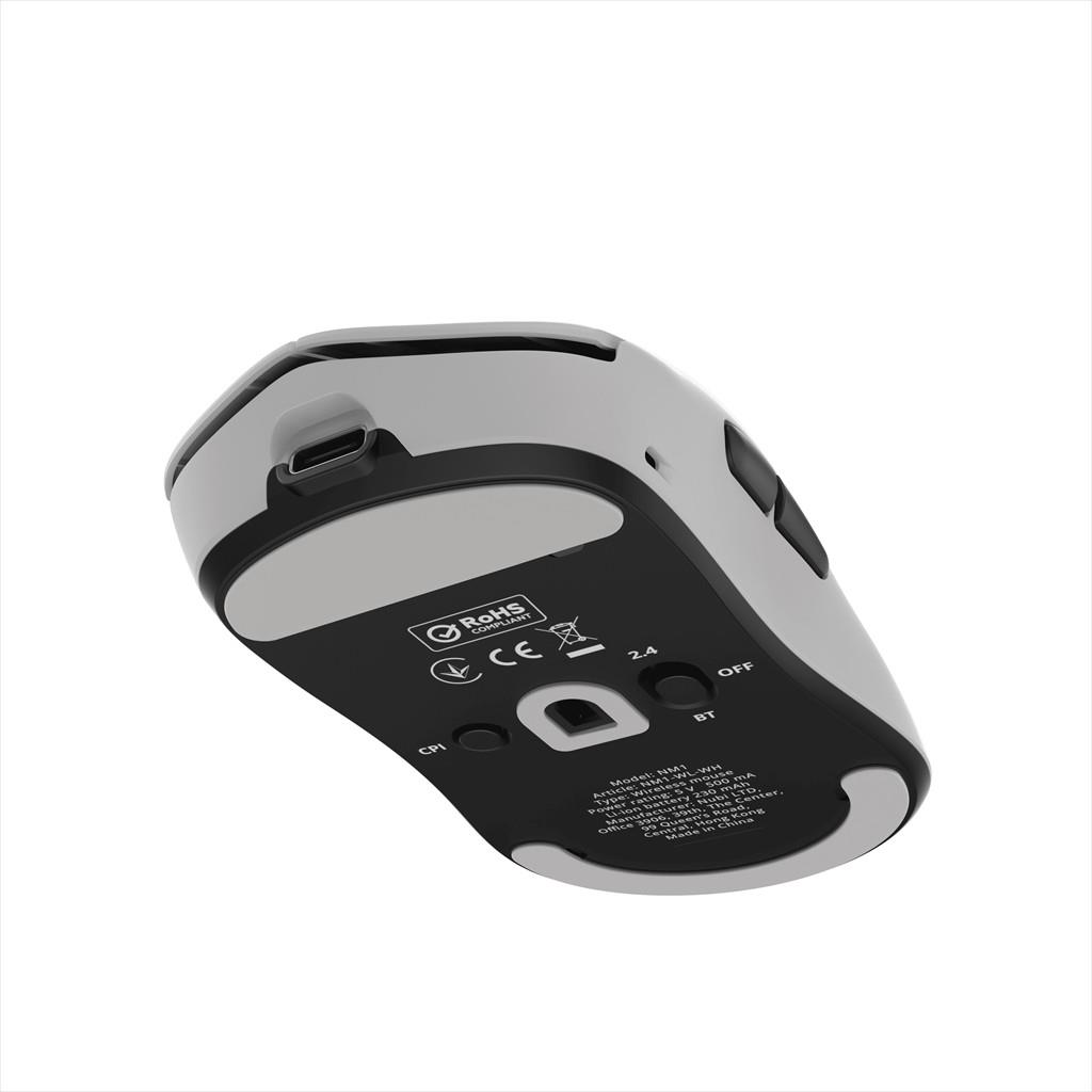 MOUSE WIRELESS NUBI NM1 SE, 2.4Ghz/BLUETOOTH/USB-C, 39g, 12000 DPI, 1000Hz, White, NM1-SE-WL-WH - Image 4