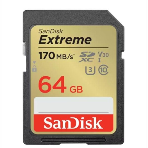 MEMORY CARD SANDISK SDXC 64GB EXTREME C10 170mb/s V30 U3, SDSDXV2-064G-GNCIN