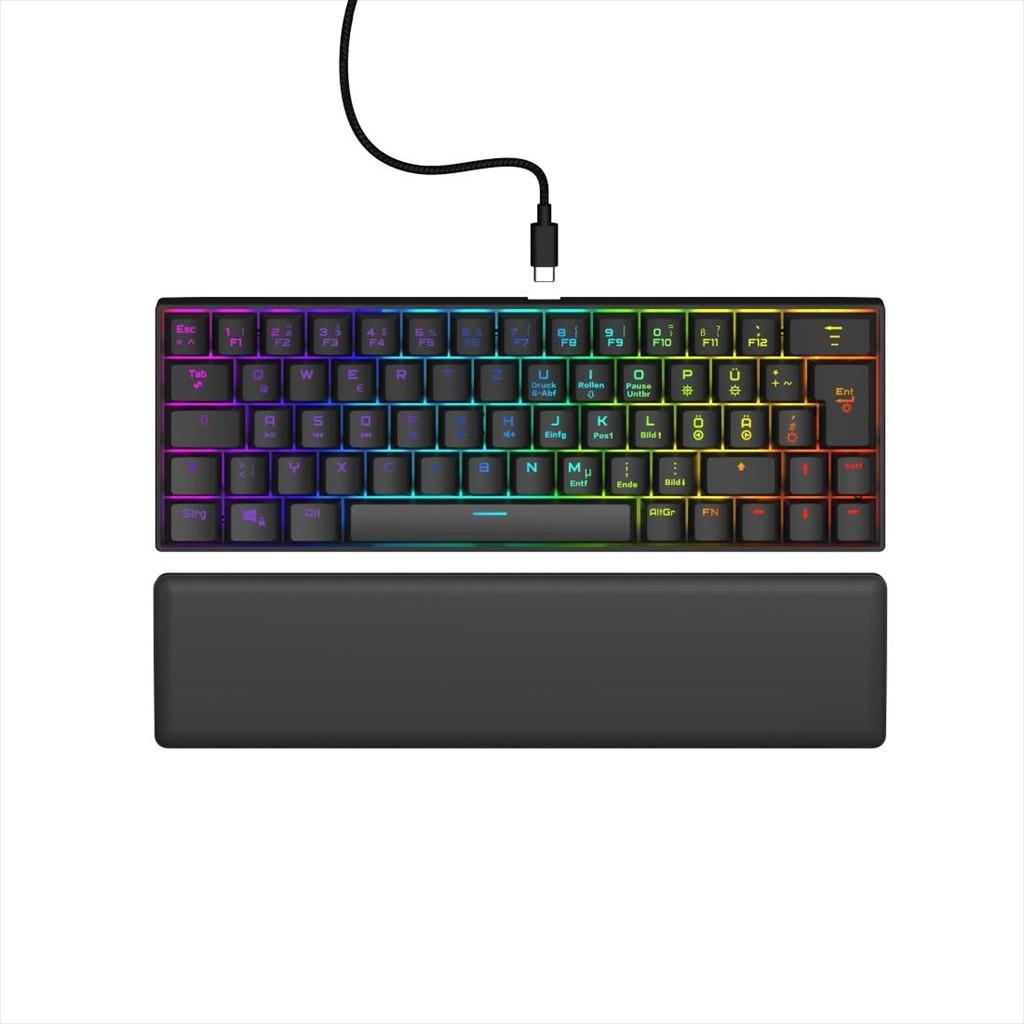 KEYBOARD MECHANICAL MINI HAMA RAGE EXODUS 760 RGB LED 60% w/palm rest OUTEMU Red switch , Black, 217828 - Image 4