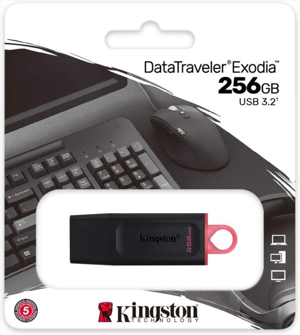 Usb flash drive 3.2 gen1 256gb kingston data traveler exodia , black, dtx/256gb
