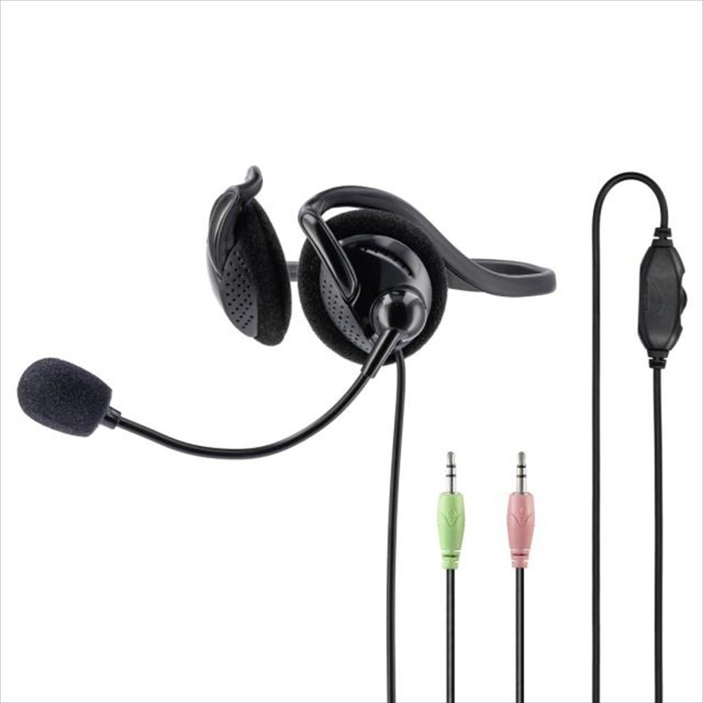 HEADPHONES HAMA NHS-P100, w/microphone, 2x3,5mm, Black