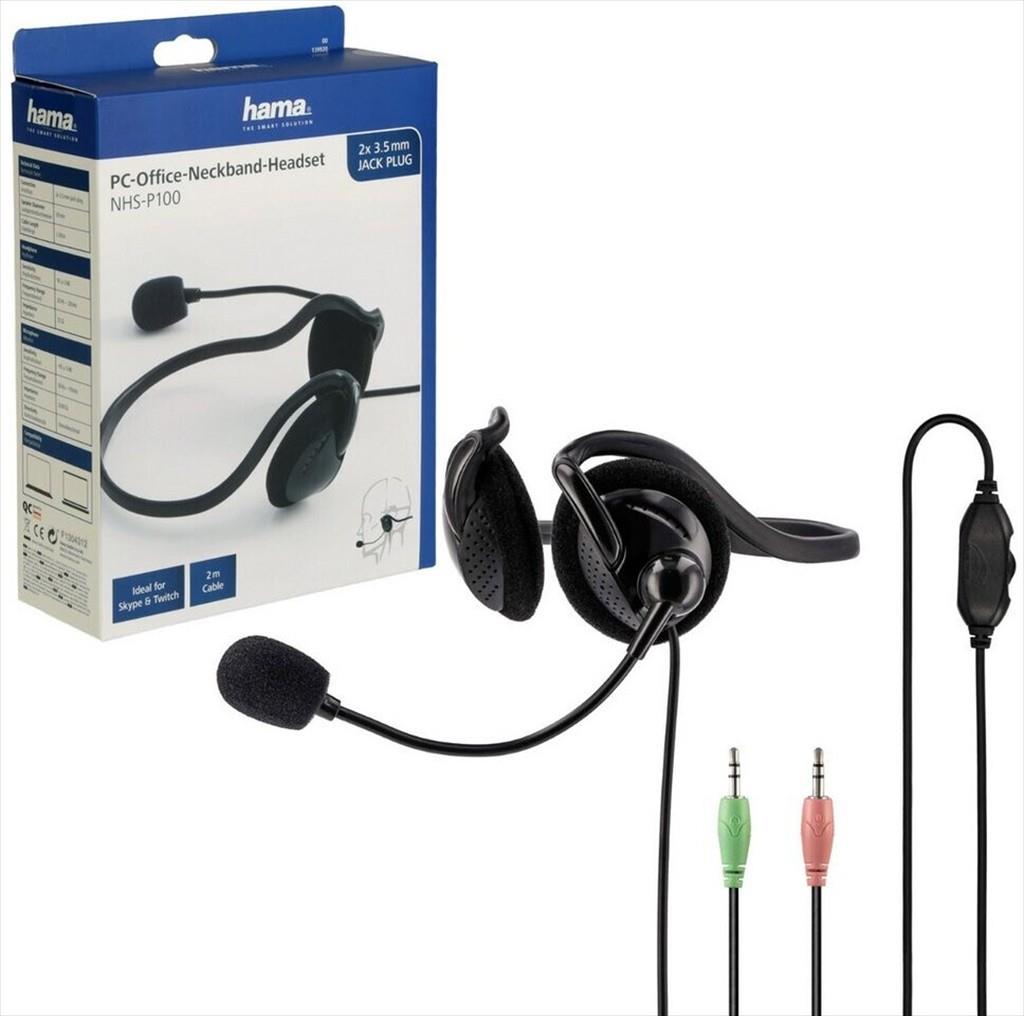 HEADPHONES HAMA NHS-P100, w/microphone, 2x3,5mm, Black - Image 3