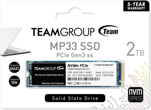 Ssd m.2 2tb team group mp33 nvme, tm8fp6002t0c101