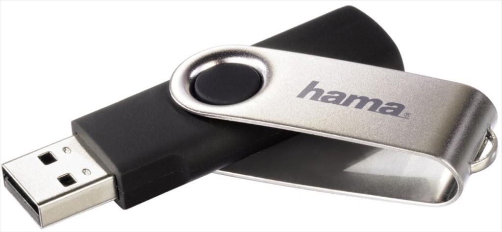 USB Flash Drive 2.0 64GB HAMA ROTATE, 10MB/S, BLACK, 00104302