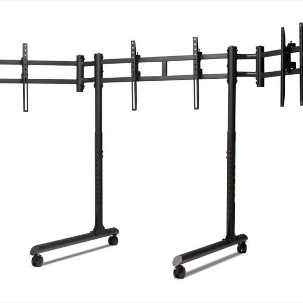 GAMING WHEEL MONITOR STAND ROUND TUBE FREESTANDING TRIPLE NEXT LEVEL RACING, 3x43" MAX, 70kg MAX, NLR-R011