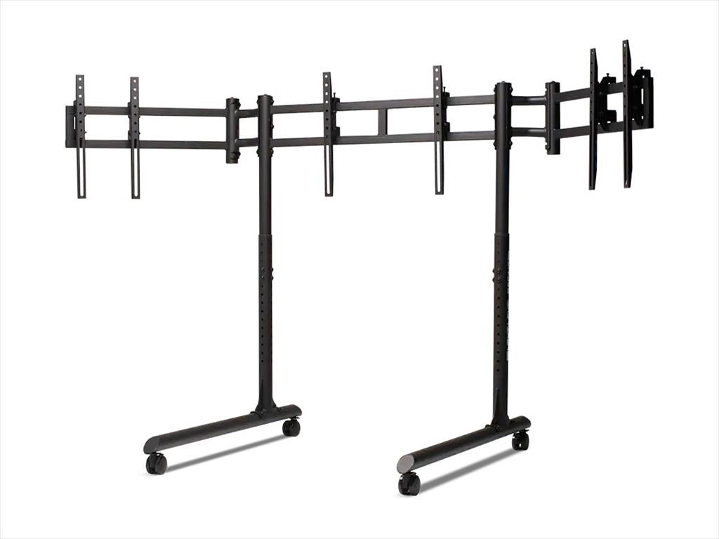 GAMING WHEEL MONITOR STAND ROUND TUBE FREESTANDING TRIPLE NEXT LEVEL RACING, 3x43" MAX, 70kg MAX, NLR-R011