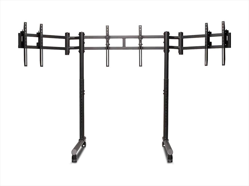 GAMING WHEEL MONITOR STAND ROUND TUBE FREESTANDING TRIPLE NEXT LEVEL RACING, 3x43" MAX, 70kg MAX, NLR-R011 - Image 2
