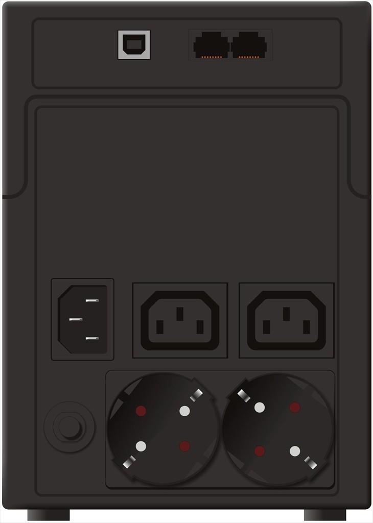 UPS 1200VA / 600W POWERWALKER VI 1200 SH, 2xSHUKO, 2x IEC C13, USB, RJ11, 10120050 - Image 2