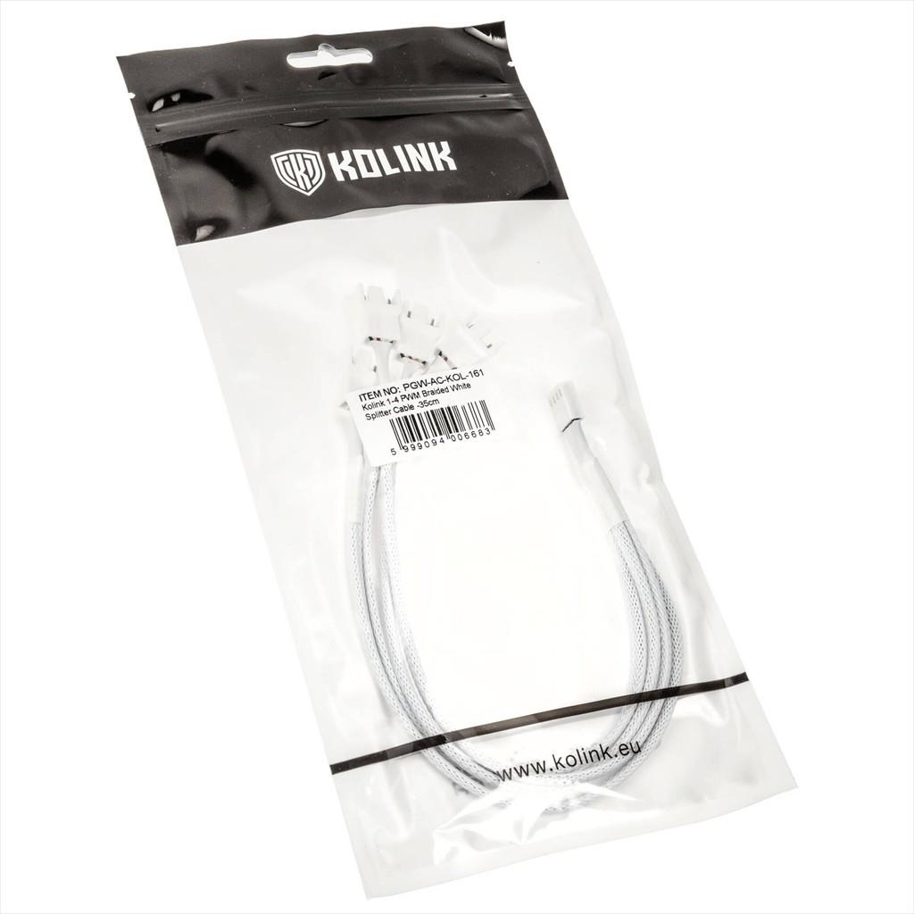 CONVERTOR FAN SPLITER PWM KOLINK 35cm, 4-pin PWM female to 4x male, White, ZUAD-1633 - Image 2