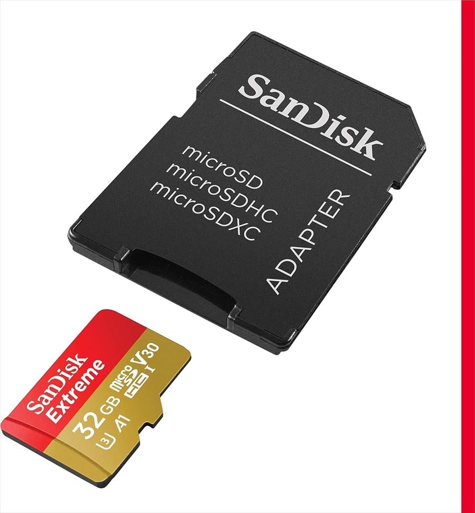 MEMORY CARD SANDISK MICRO-SDXC UHS-I 32GB EXTREME C10 w/adapter 100mb/s A2 V30, SDSQXAF-032G-GN6MA - Image 2