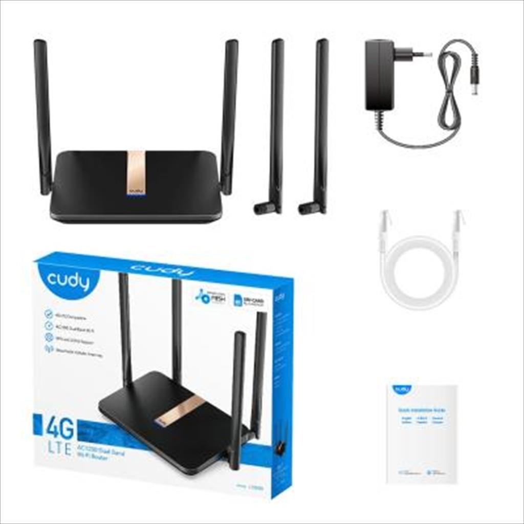 NET ROUTER WIRELESS DUAL BAND AC1200 4G LTE CUDY LT500D, w/4 antennas, 1x WAN/LAN port, 3x LAN ports, LT500D - Image 2