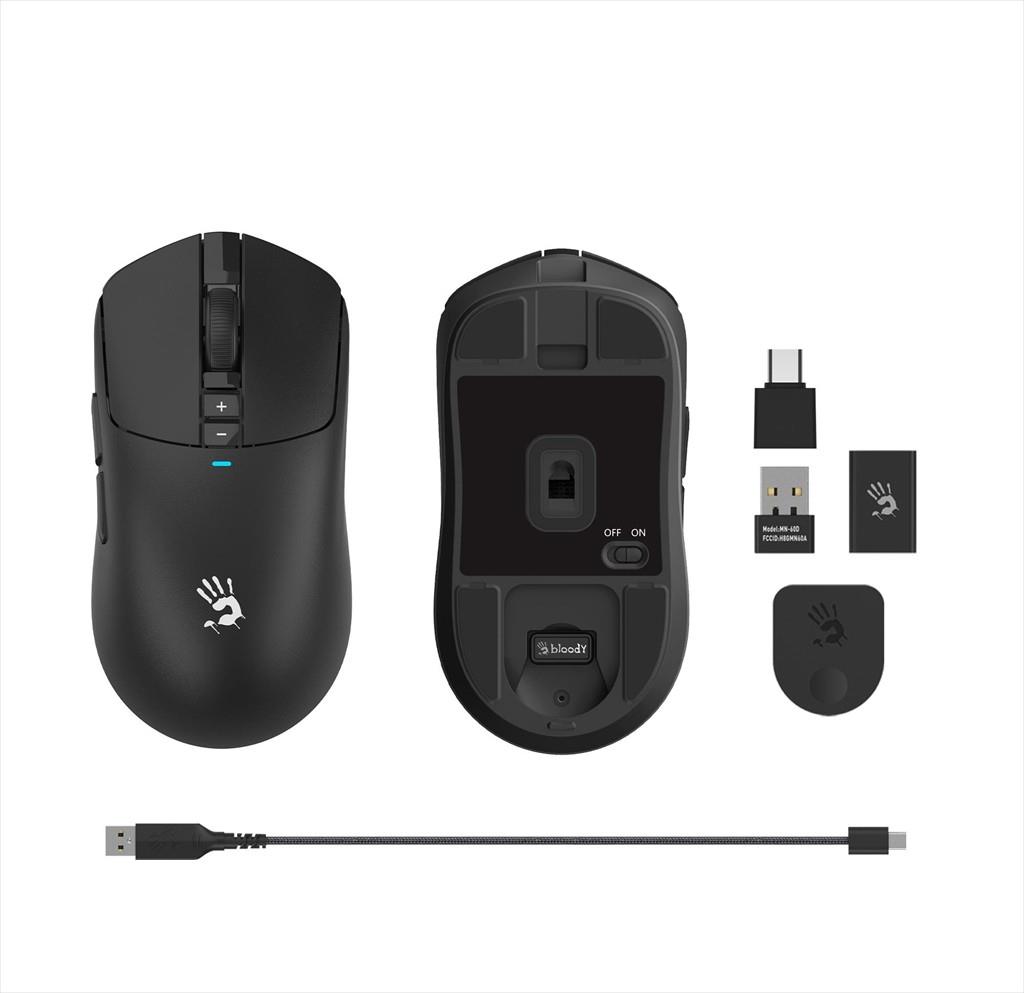 MOUSE WIRELESS USB A4TECH Bloody Gaming R72 PRO, 2.4Ghz+USB, 26000CPI, 1000Hz, Black, R72 PRO - Image 2