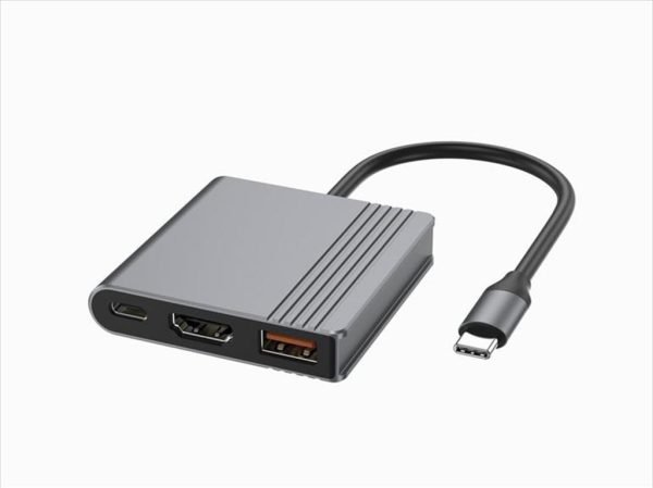 Docking station type-c 3 in1, hdmi / usb 2.0 / usb 3.1 / type-c pd max 90w/ cablexpert/ space gray/ a-cm-combo3-05