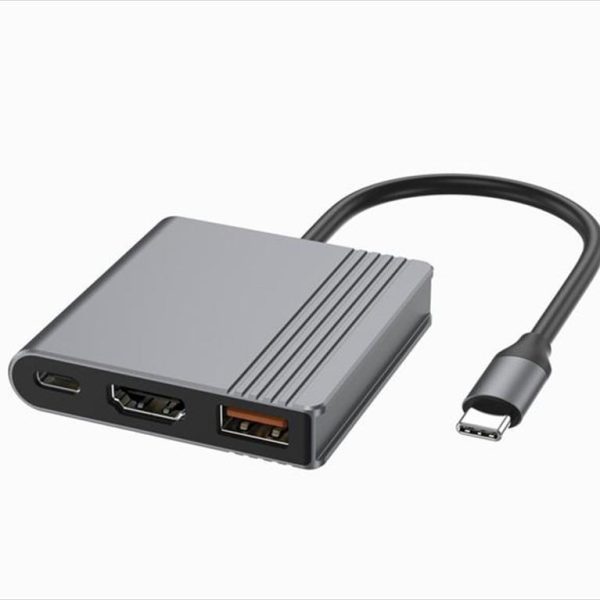 DOCKING STATION TYPE-C 3 in1, HDMI / USB 2.0 / USB 3.1 / Type-C PD max 90W/ CABLEXPERT/ Space gray/ A-CM-COMBO3-05