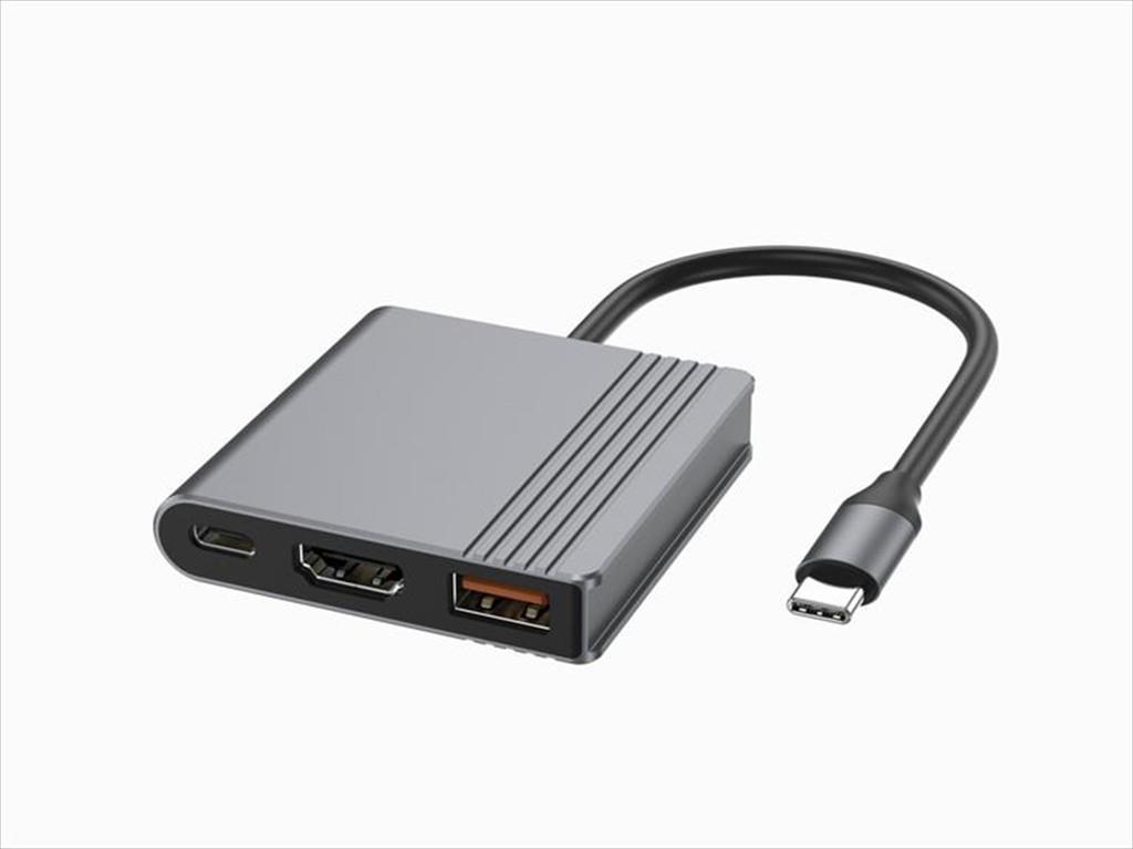 DOCKING STATION TYPE-C 3 in1, HDMI / USB 2.0 / USB 3.1 / Type-C PD max 90W/ CABLEXPERT/ Space gray/ A-CM-COMBO3-05
