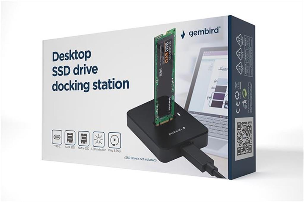 SSD M.2 NVMe and SATA DOCKING STATION GEMBIRD, USB Type-C, Black, DD-U3M2 - Image 2