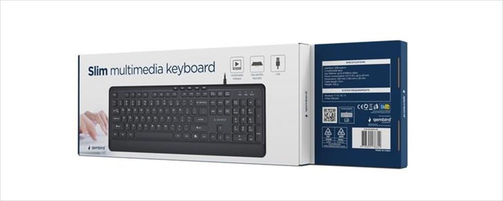KEYBOARD WIRED USB GEMBIRD SLIM KEYS, Black, KB-MCH-05 - Image 2