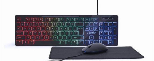 COMBO KEYBOARD MOUSE AND MOUSEPAD WIRED GEMBIRD RGB, Black, KBS-UML-01