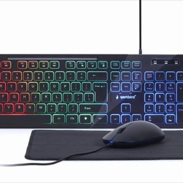 COMBO KEYBOARD MOUSE AND MOUSEPAD WIRED GEMBIRD RGB, Black, KBS-UML-01