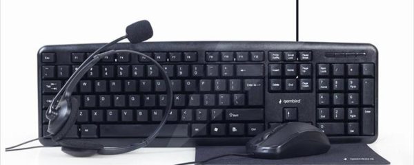 COMBO KEYBOARD MOUSE MOUSEPAD HEADPHONES WIRED GEMBIRD, Black, KBS-UO4-01
