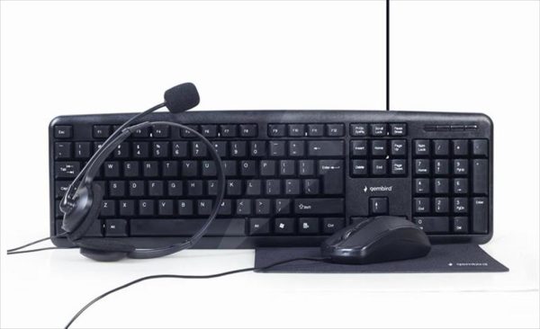 Combo keyboard mouse mousepad headphones wired gembird, black, kbs-uo4-01