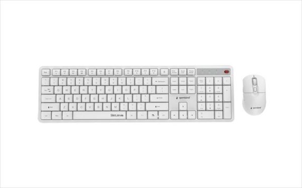 Combo keyboard and mouse wireless gembird silent key pro, white, kbs-wms-01-w