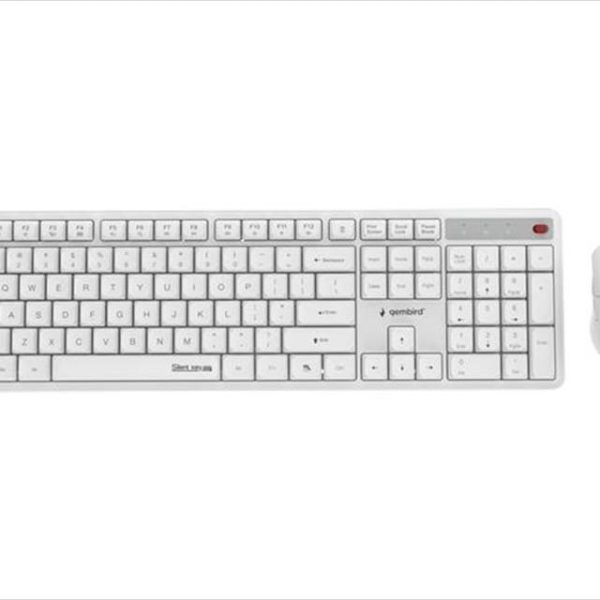 COMBO KEYBOARD AND MOUSE WIRELESS GEMBIRD SILENT KEY PRO, White, KBS-WMS-01-W
