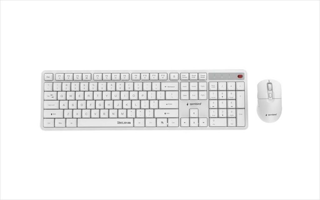 COMBO KEYBOARD AND MOUSE WIRELESS GEMBIRD SILENT KEY PRO, White, KBS-WMS-01-W