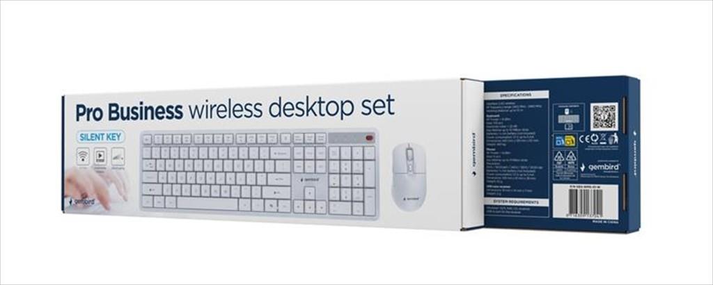 COMBO KEYBOARD AND MOUSE WIRELESS GEMBIRD SILENT KEY PRO, White, KBS-WMS-01-W - Image 2