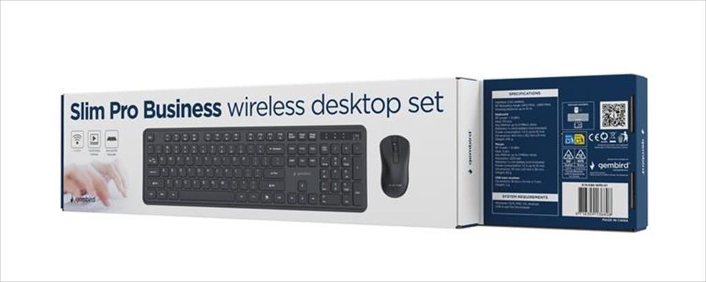 COMBO KEYBOARD AND MOUSE WIRELESS GEMBIRD SLIM PRO, Black, KBS-WPS-01 - Image 2