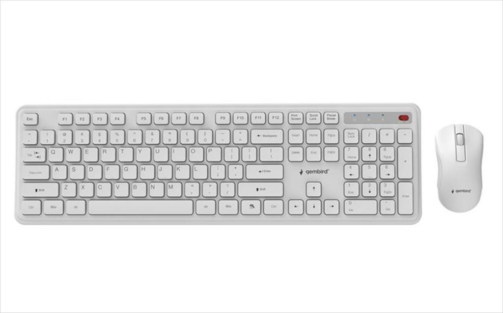 COMBO KEYBOARD AND MOUSE WIRELESS GEMBIRD SLIM PRO, White, KBS-WPS-01-W
