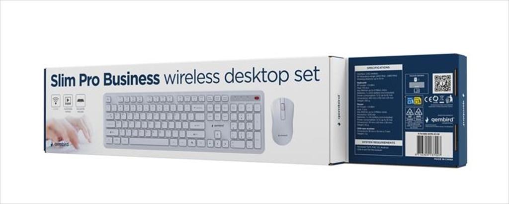 COMBO KEYBOARD AND MOUSE WIRELESS GEMBIRD SLIM PRO, White, KBS-WPS-01-W - Image 2