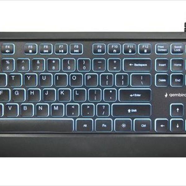 KEYBOARD WIRED USB GEMBIRD SLIM LED backlight, Black, KB-UML-04