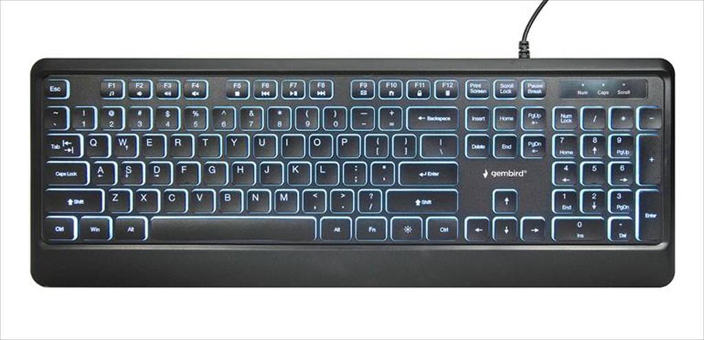 KEYBOARD WIRED USB GEMBIRD SLIM LED backlight, Black, KB-UML-04