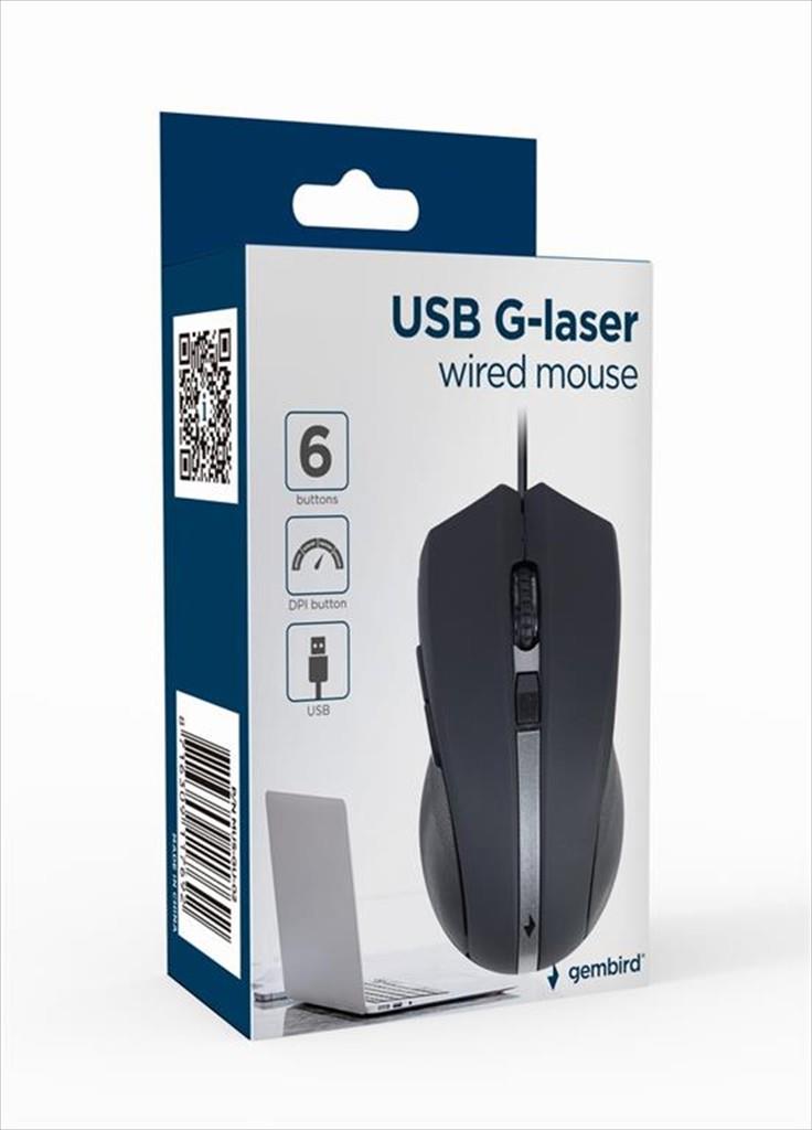 MOUSE WIRED USB GEMBIRD G-LASER, 2400DPI, Black ,MUS-GU-02 - Image 2